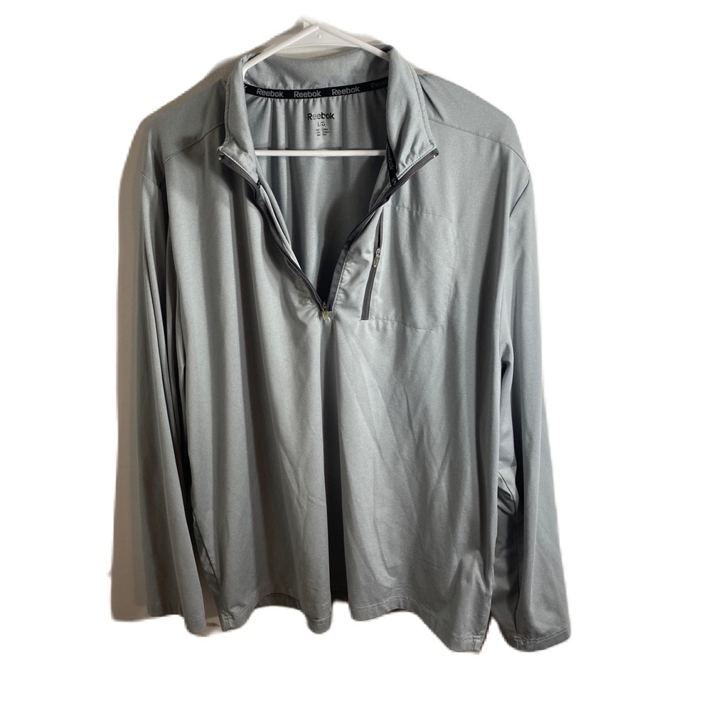 Reebok Gray 1/2 Zip Pullover Large Men’s Sweatshirt Top Shirt Long Sleeve